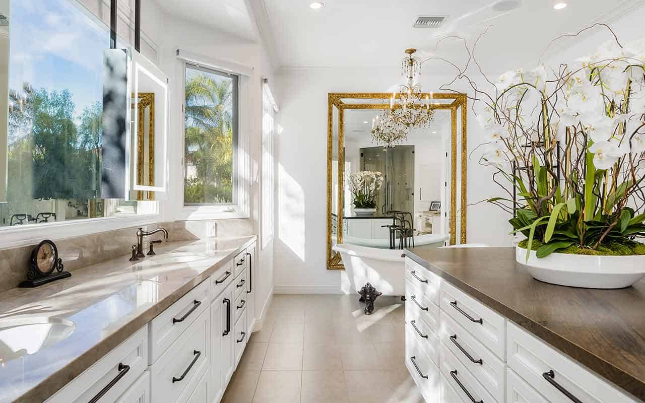 A luxury master bathroom cleaned by a professional housekeeper | Household Staffing