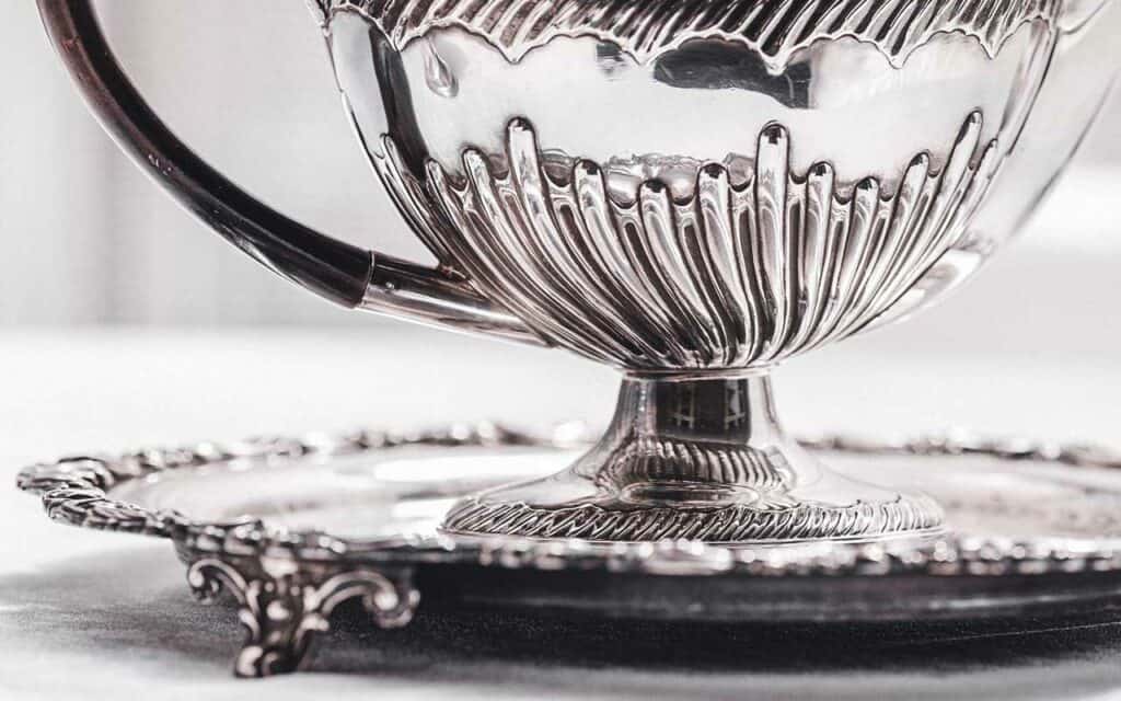 Sterling silver service close up
